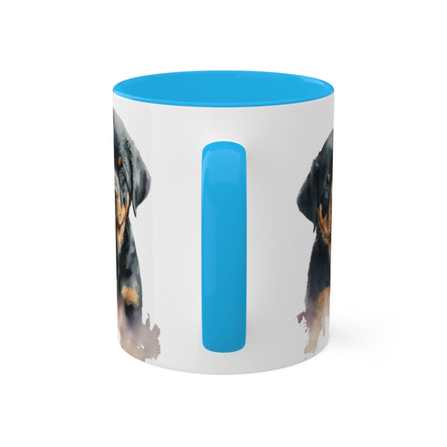 Rottweiler Pupies - Color Accent Mugs, 11oz